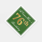 Elegant Green, Faux Gold 76th Birthday + naam Servet (Hoek)