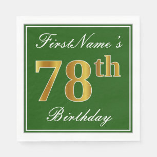 Elegant Green, Faux Gold 78th Birthday + naam Servet