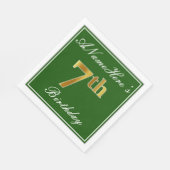 Elegant Green, Faux Gold 7th Birthday; aangepaste  Servetten (Hoek)