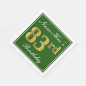 Elegant Green, Faux Gold 83rd Birthday + naam Servetten (Hoek)