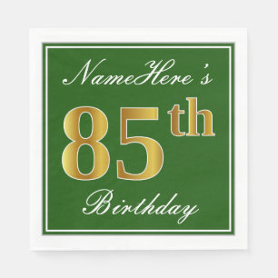 Elegant Green, Faux Gold 85th Birthday + Naam Servetten