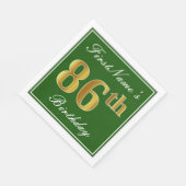 Elegant Green, Faux Gold 86th Birthday + Naam Servetten (Hoek)