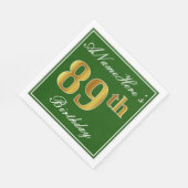 Elegant Green, Faux Gold 89th Birthday + naam Servetten (Hoek)