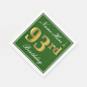 Elegant Green, Faux Gold 93rd Birthday + naam Servetten (Hoek)