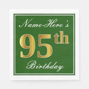 Elegant Green, Faux Gold 95th Birthday + Naam Servet