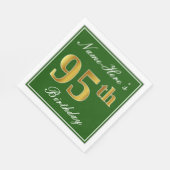 Elegant Green, Faux Gold 95th Birthday + Naam Servet (Hoek)