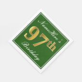 Elegant Green, Faux Gold 97th Birthday + Naam Servet (Hoek)