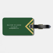 Elegant Green Faux Gold Geometric Bagagelabel (Achterkant horizontaal)