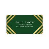 Elegant Green Faux Gold Geometric Lines Adres Etiket (Voorkant)