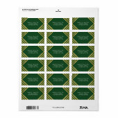 Elegant Green Faux Gold Geometric Lines Adres Etiket (Full Sheet)