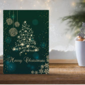 Elegant Green, Faux Gold kerstboom, Snowflakes Feestdagen Kaart