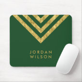Elegant Green Faux Gold Name Chevron Geometric Muismat (Met muis)