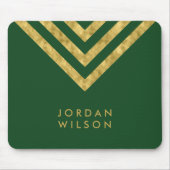 Elegant Green Faux Gold Name Chevron Geometric Muismat (Voorkant)