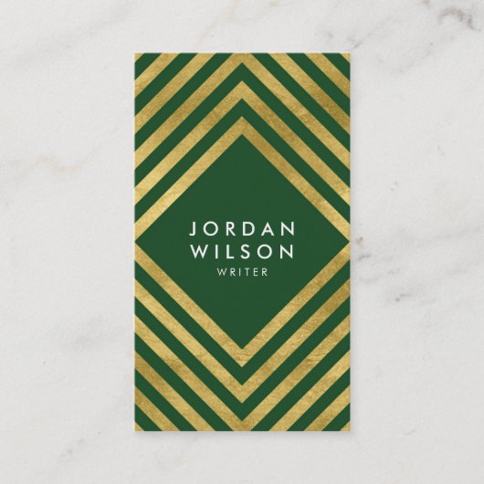 Elegant Green Faux Gold Social Media Visitekaartje (Voorkant)