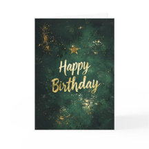 Elegant Green & Faux Gold Verjaardag Kaart