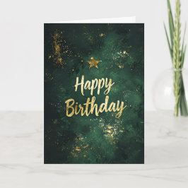 Elegant Green & Faux Gold Verjaardag Kaart