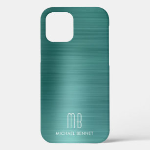 Elegant Green Faux Metallic Monogram Case-Mate iPhone Case