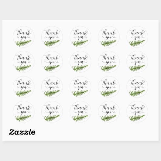Elegant Green Fern Foliage Dank u Sticker (Vel)