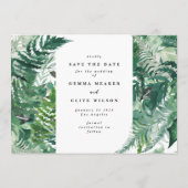 Elegant Green Ferns Waterverf Wedding Foto Save The Date (Achterkant)