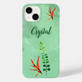 Elegant Green Floral Blooms Waterverf Case-Mate iPhone 14 Hoesje