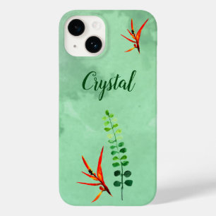 Elegant Green Floral Blooms Waterverf Case-Mate iPhone 14 Hoesje