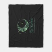 Elegant Green Floral Crescent Ramadan Mubarak Arab Fleece Deken (Voorkant)