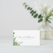Elegant Green Floral Design Visitekaartje (Staand voorkant)