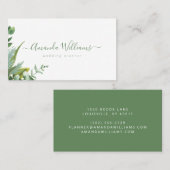 Elegant Green Floral Design Visitekaartje (Voorkant / Achterkant)
