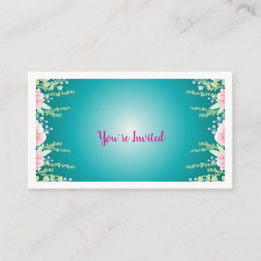 Elegant Green Floral  Enclosure Card  Informatiekaartje (Voorkant)