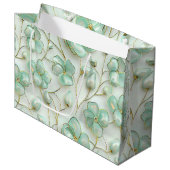 Elegant Green Floral Groot Cadeauzakje (Voorkant Gekanteld)