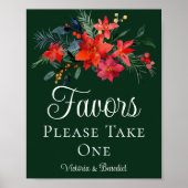 Elegant Green Floral kerstbruiloft Favors Poster (Voorkant)