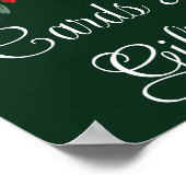 Elegant Green Floral kerstbruiloft kaartjes cadeau Poster (Hoek)