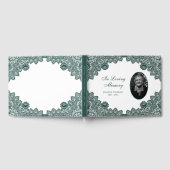 Elegant  Green Floral Lace Funeral Photo Gastenboek (Volledig)