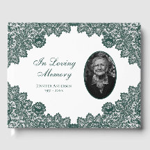 Elegant  Green Floral Lace Funeral Photo