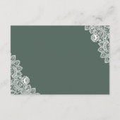 Elegant Green Floral Lace Wedding Details Informatiekaartje (Achterkant)