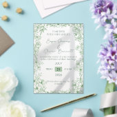 Elegant Green Floral Line Art Wedding Invitation Acryl Uitnodigingen (Insitu (Huwelijk))