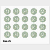 Elegant Green Floral Monogram Envelope Seals Ronde Sticker (Vel)