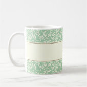  Elegant Green Floral Monogram Koffiemok (Links)