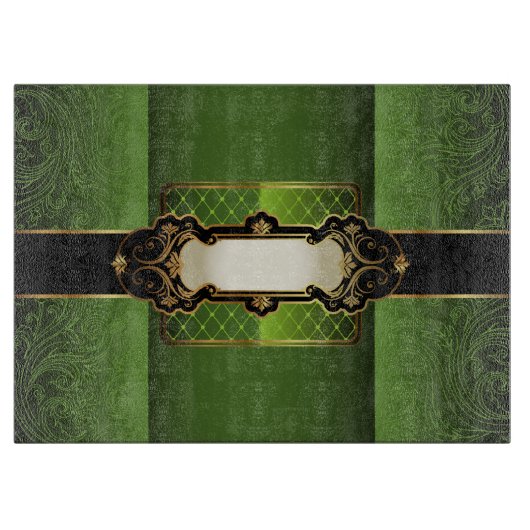 Elegant  Green Floral Monogram Snijplank (Voorkant)