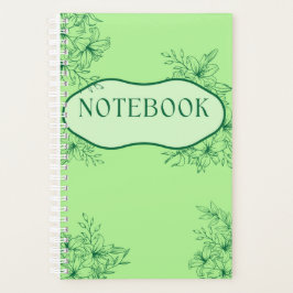 Elegant Green Floral Notitieboek Hoesje