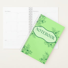 Elegant Green Floral Notitieboek Hoesje