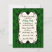 Elegant Green Floral & Pset Holiday Uitnodiging (Voorkant)