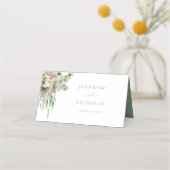Elegant Green Floral Rozen Wedding Plaatskaartje (Achterkant)