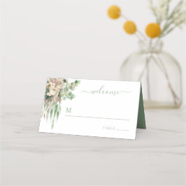 Elegant Green Floral Rozen Wedding Plaatskaartje
