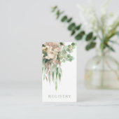 Elegant Green Floral Rozen Wedding Registry Informatiekaartje (Staand voorkant)