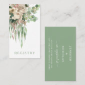 Elegant Green Floral Rozen Wedding Registry Informatiekaartje (Voorkant / Achterkant)