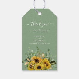 Elegant Green Floral Sunflower Wedding Cadeaulabel
