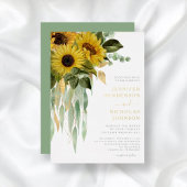 Elegant Green Floral Sunflower Wedding Gold Folie Uitnodiging