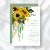 Elegant Green Floral Sunflower Wedding Kaart