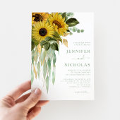 Elegant Green Floral Sunflower Wedding Kaart